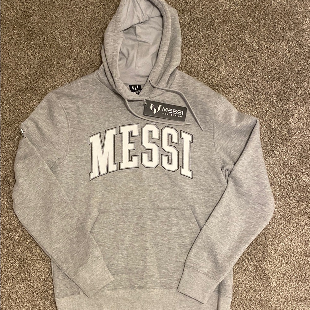 Heather Gray Hoodie with Messi Chest Print